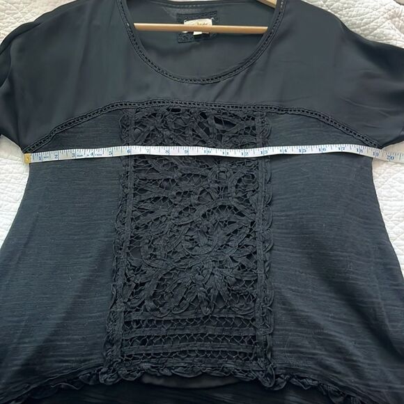 Anthropologie Meadow Rue Tayrona Lace Front Top Black XS Boho Whimsigoth Fairy - Picture 5 of 8